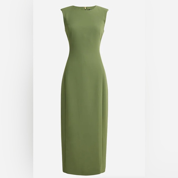 J. Crew Women’s Sleeveless sheath dress in drapey crepe (Green) - Picture 3 of 4